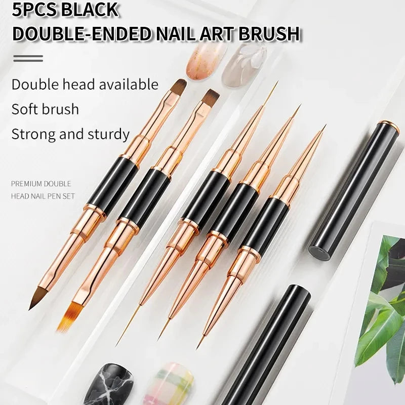 5-Piece Professional Nail Brush Set – Salon Nail Art Tools Nail Art Brush Set Axl