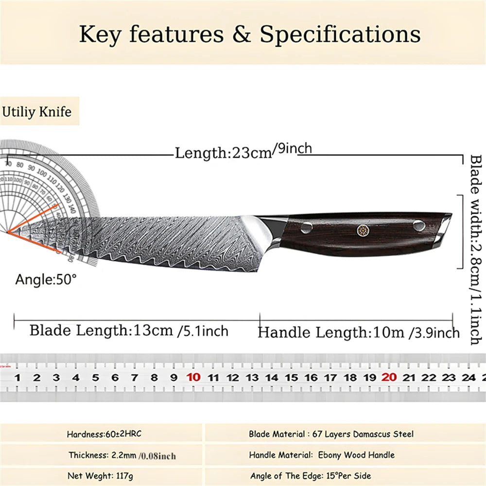 67-Layer Damascus Steel Chef Knife Set – 1, 2 or 3 Piece Damascus Kitchen Knife Set Axl