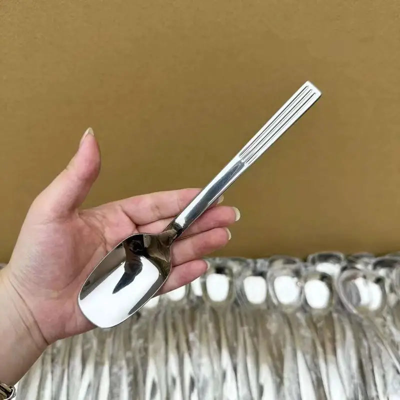 Stainless Steel Square Head Soup Spoon – Long Handle Dinner Scoop Dinner Soup Spoon Axl
