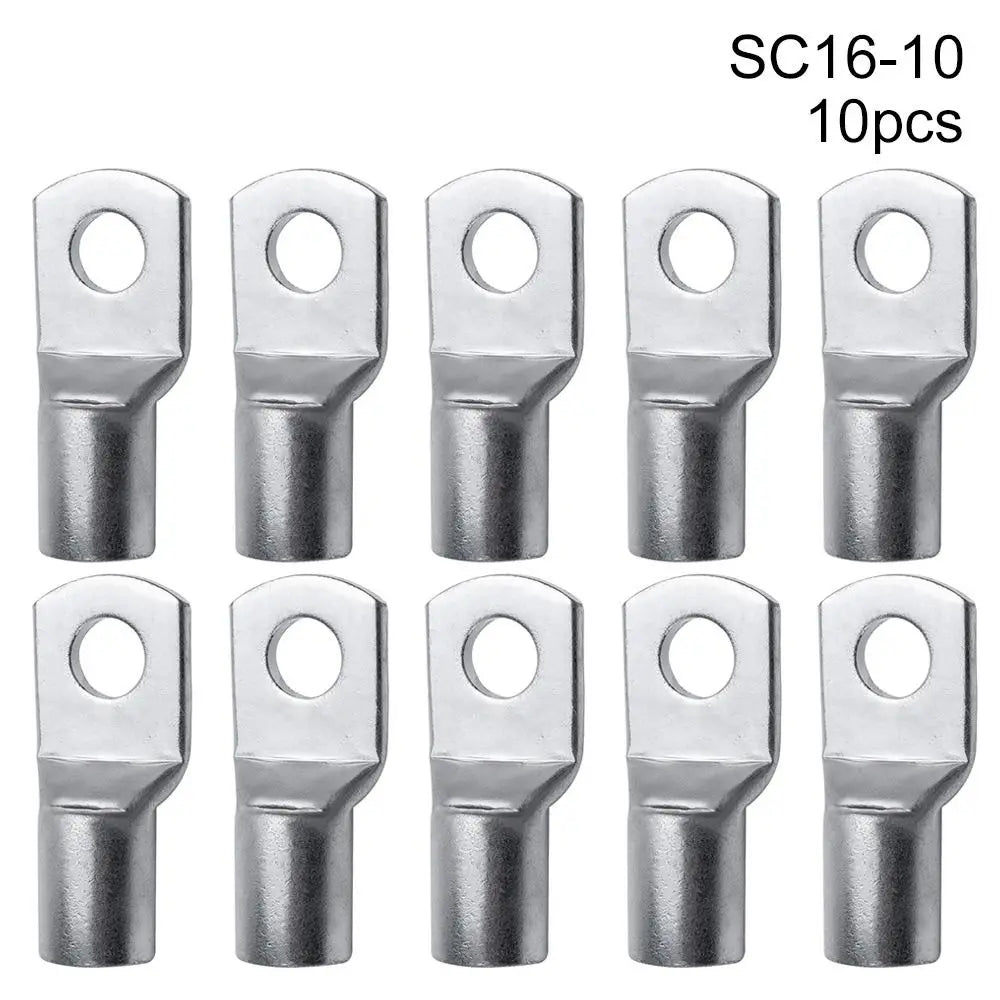 10Pcs SC Type Tinned Copper Ring Terminal Crimp Lug Kit Ring Terminal Crimp Lugs Axl 10pcs SC16-10