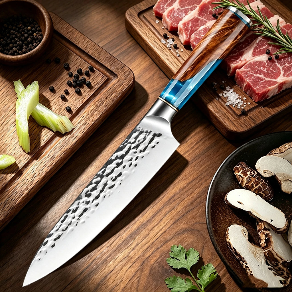 8-Inch Japanese Chef's Knife – Sharp Carbon Steel & Wood Handle Chef's Knife Axl