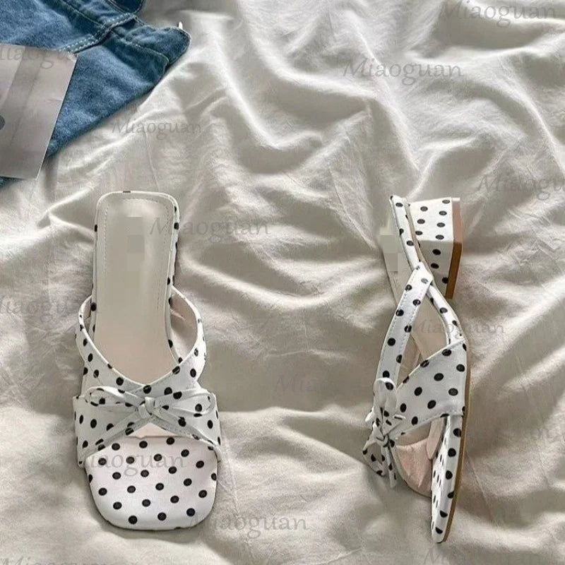 Women's Polka Dot Bow High Heel Sandals – Summer Party Shoes Women's Heel Sandals Axl