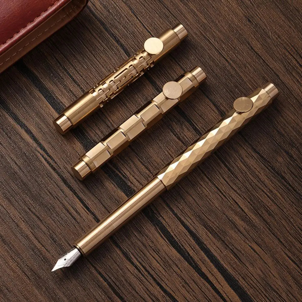 Retro Brass Fountain Pen – Mini Pocket Scalable Writing Pen Fountain Pen Axl