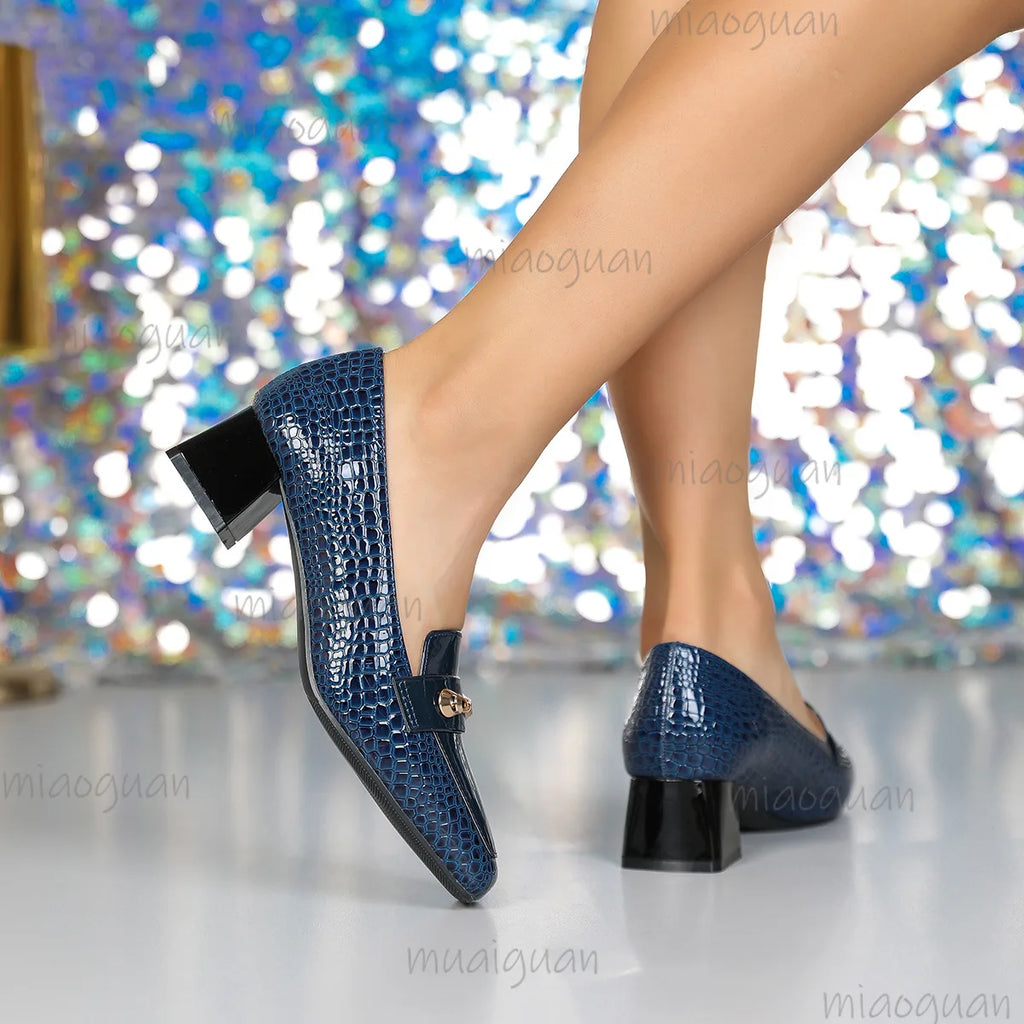 Women's Square Toe Block Heel Pumps – Party & Dress Heels Block Heel Pumps Axl