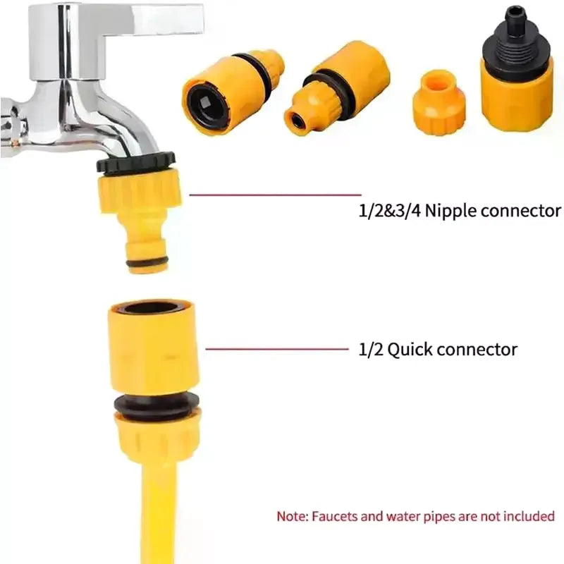 Garden Hose Quick Connector 3/4 & 1/2 Inch Faucet Adapter Kit Hose Connector Kit Axl