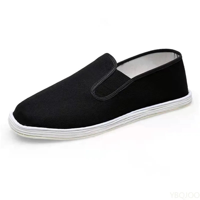 Men's Handmade Canvas Slip-On Shoes – Lightweight Breathable Flats Canvas Slip-On Shoes Axl black 38