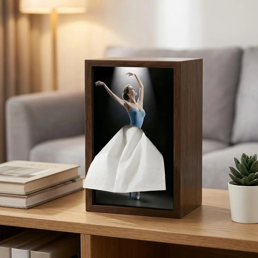 Ballerina Wooden Tissue Box Cover | Ballet Dancer Napkin Holder Decorative Tissue Box Cover Axl