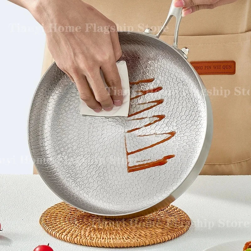 Titanium Stainless Steel Non-Stick Skillet 20/24/28cm Stainless Steel Skillet Axl