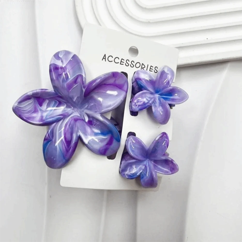 3-Pack Gradient Plumeria Flower Hair Claw Clips – Acrylic Set Flower Hair Clips Axl