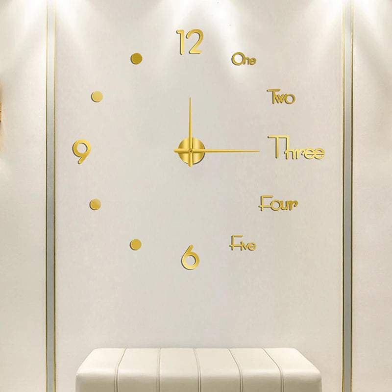 3D DIY Mirror Wall Clock – Silent Quartz Acrylic Home Decor DIY Wall Clock Axl