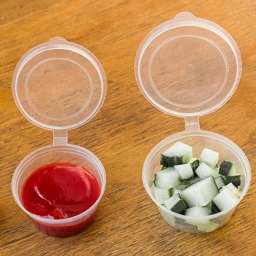 50-Pack Reusable Sauce Cups with Hinged Lids – Leak-Proof Food Storage Containers Axl