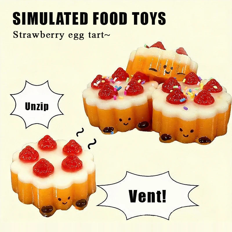 Strawberry Egg Tart Squeeze Toy – Cute Fidget Sensory Toy Fidget Squeeze Toy Axl