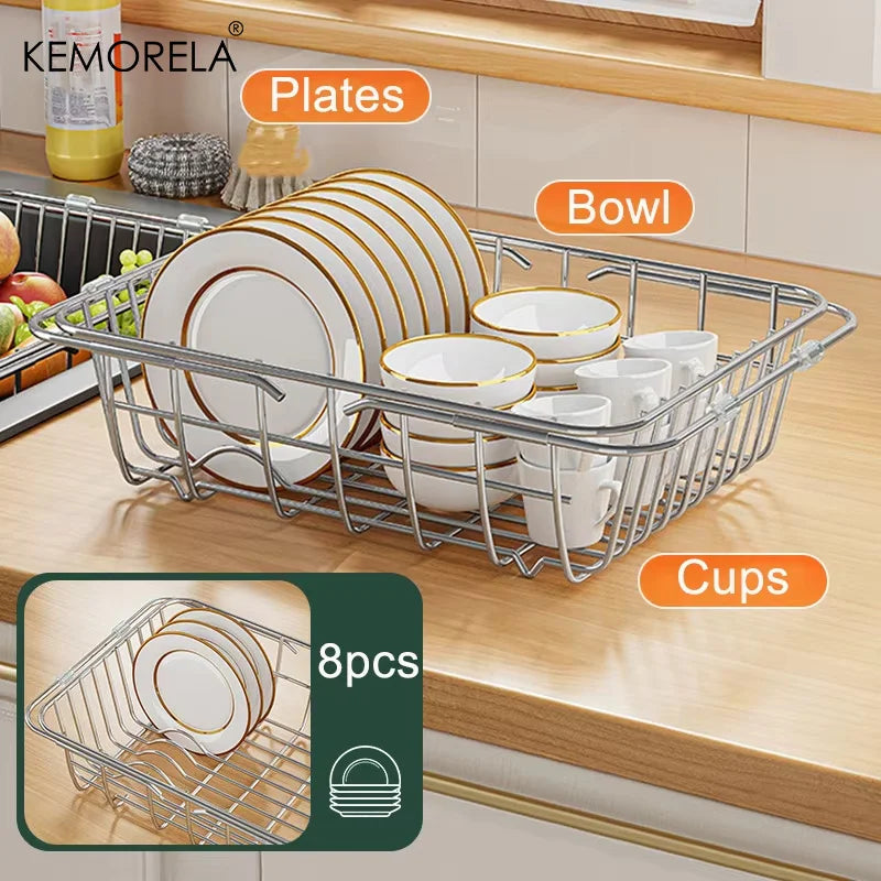 Expandable Stainless Steel Sink Drain Basket & Dish Rack Sink Drain Basket Axl