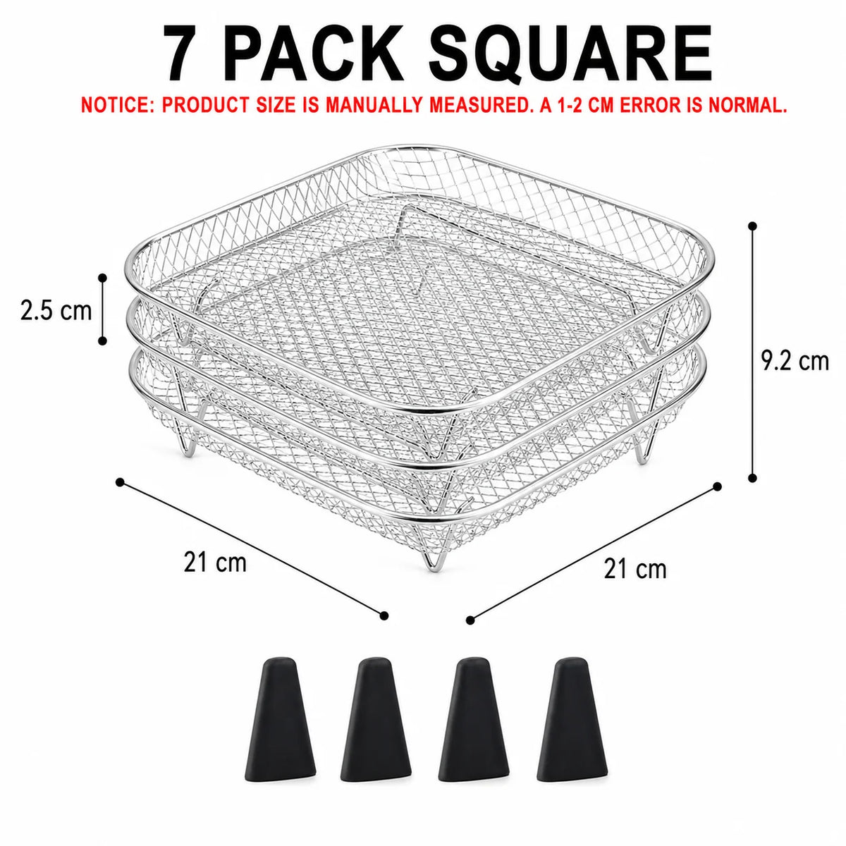 3-Tier Stackable Air Fryer Rack – Stainless Steel Dehydrator Set Air Fryer Rack Axl 7 Pack Square
