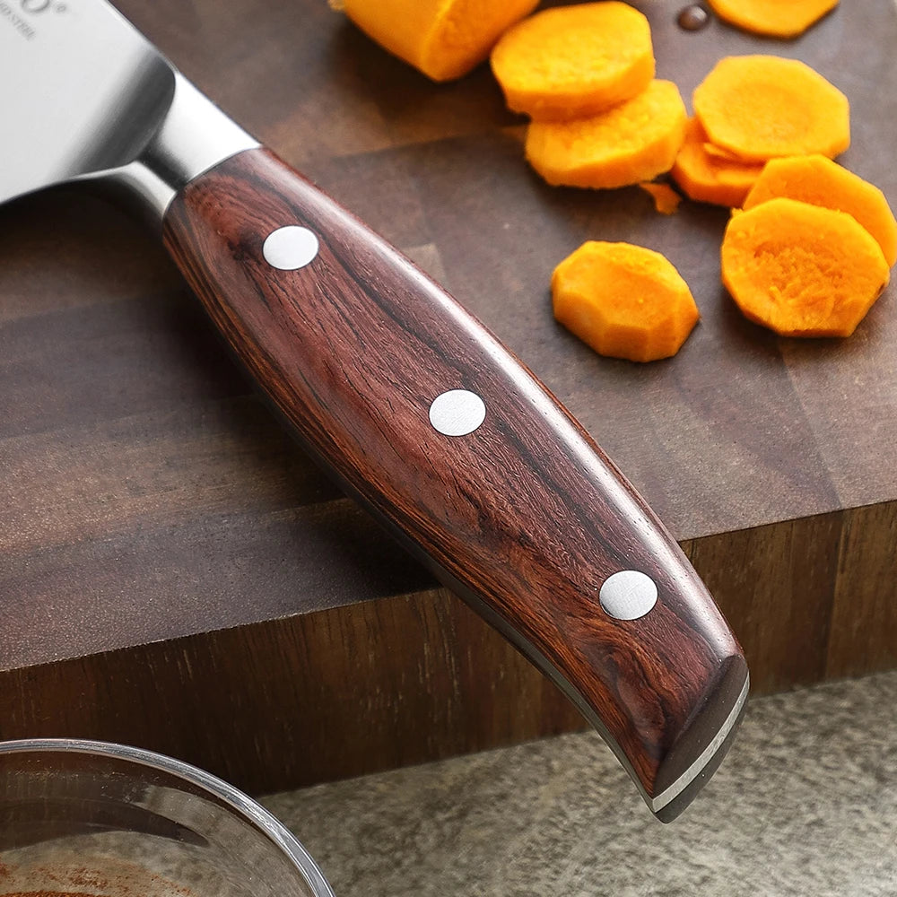 XINZUO 3-Piece Knife Set – Bunka Santoku Utility 440C Steel Kitchen Knife Set Axl