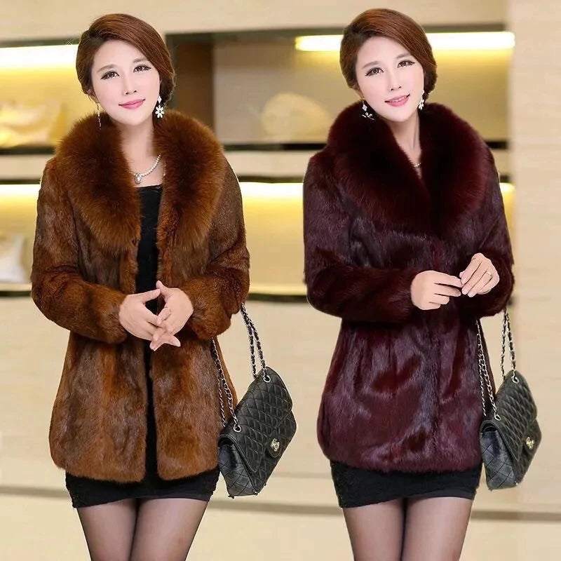 Women's Oversized Faux Fur Coat V-Neck Jacket | Sizes M–6XL Faux Fur Coat Axl