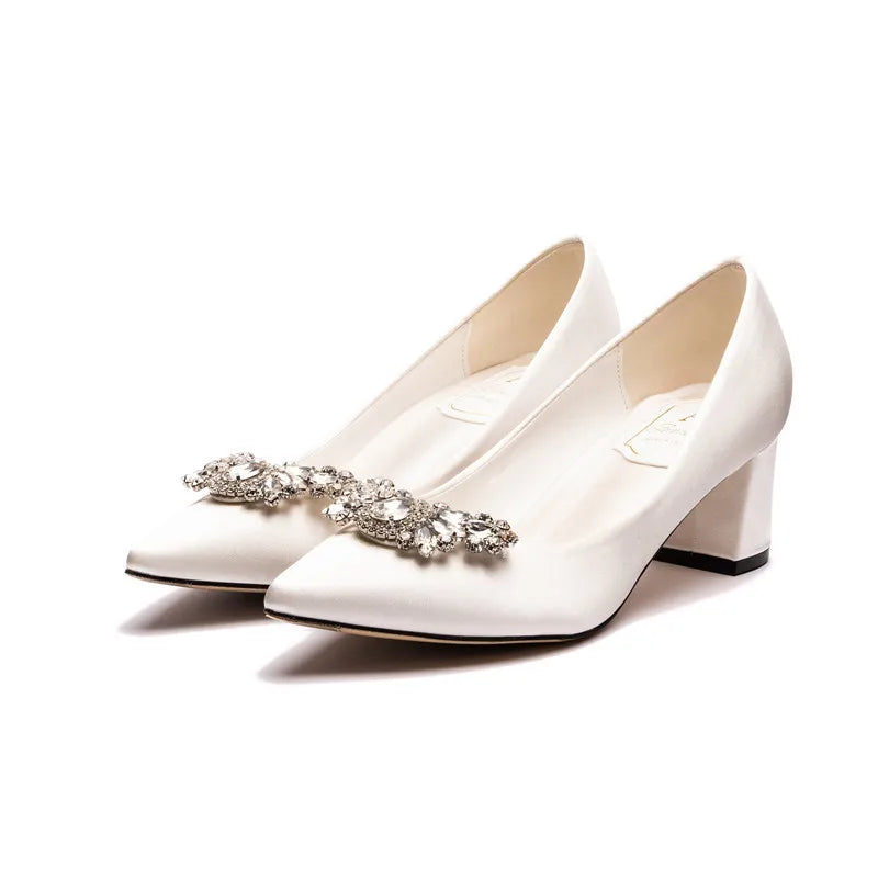 White Rhinestone Bridal Pumps – Pointed Toe Block Heel Sizes 34–43 Bridal Heels Axl White-1 41