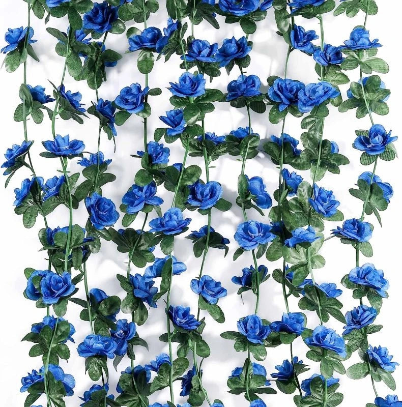 Rose Artificial Flower Vine Garland – Silk Wedding & Home Decor Artificial Flower Garland Axl LIGHT BLUE 1 pc