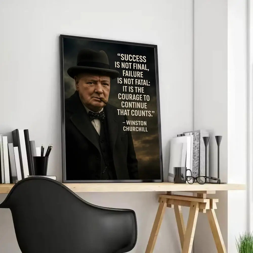 Winston Churchill Frameless Canvas Wall Art Poster | Home Décor Canvas Wall Art Axl Black5 30X40cmFrameless