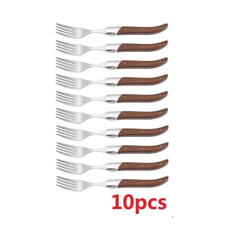 Laguiole Steak Knives Rosewood Handle Set 2–10 Pcs | 8.25" Steak Knife Set Axl 10pcs fork