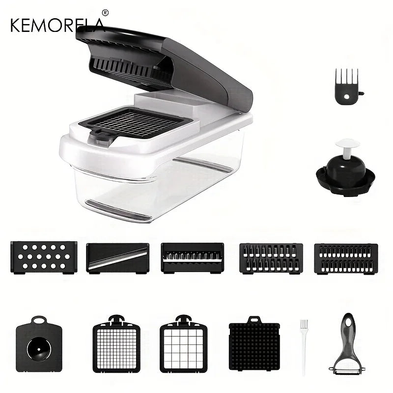 KEMORELA 15-in-1 Vegetable Chopper with Container | Onion Chopper Vegetable Chopper Axl 14 in1 Black cover