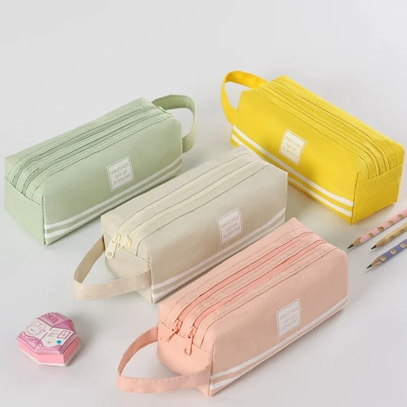 Large Capacity Pencil Pen Bag – Fabric Stationery Organizer Pencil Case Axl