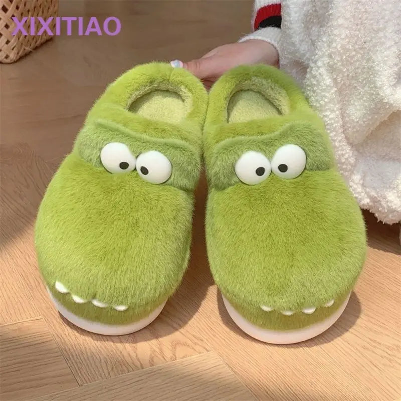 Lorilury Men's Furry Animal Slippers – Plush Indoor Flat Mules Men's Indoor Slippers Axl