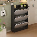 Wooden Narrow Shoe Cabinet – Large Capacity Dustproof Shelf Shoe Cabinet Axl black
