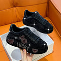 Women's Rhinestone Platform Sneakers – Glam Lace-Up Trainers Platform Sneakers Axl Red 41