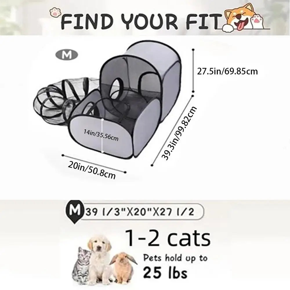 Foldable Cat Play Pen Tent with Tunnel – Indoor & Outdoor Cat Play Pen Axl As show