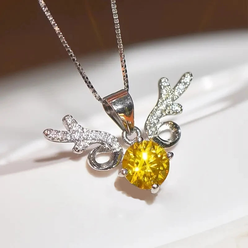 Huitan Elk Pendant Necklace – CZ Stones Women's Party Jewelry Pendant Necklace Axl