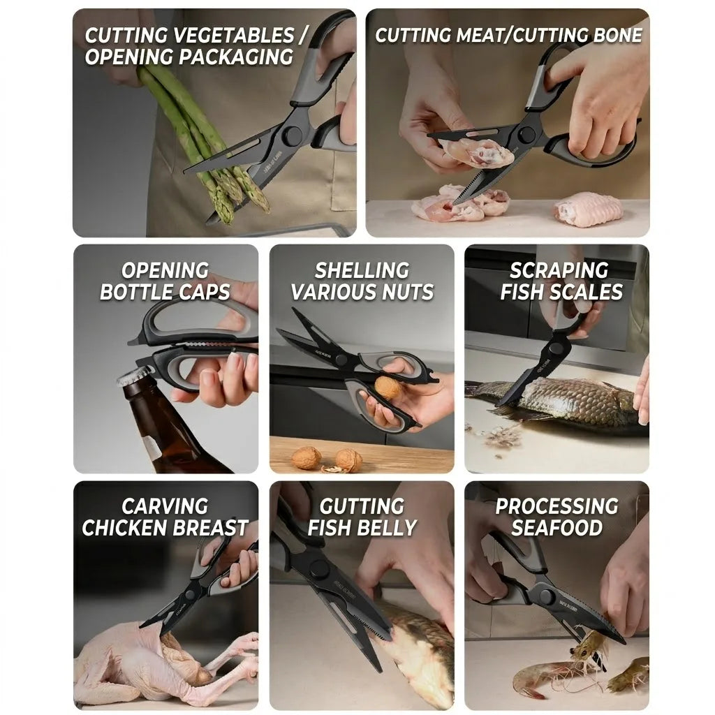 PLYS Heavy-Duty Kitchen Shears – Stainless Steel Bone Scissors Kitchen Bone Shears Axl