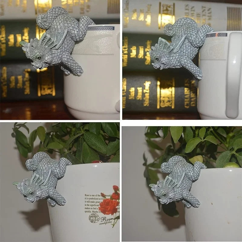 Resin Dragon Dinosaur Hanging Figurines – Set of 4 Pot Decor Resin Figurine Set Axl