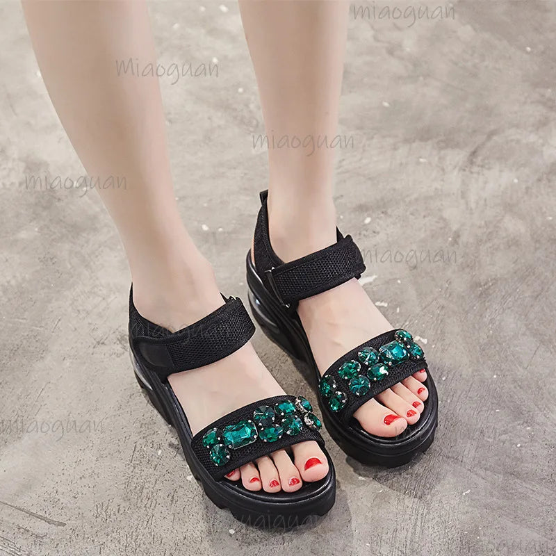 Women's Sequin Wedge Sandals – Chunky Platform Beach Heels Wedge Sandals Axl