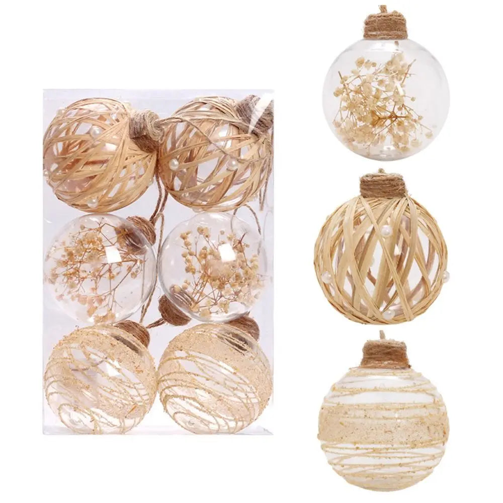 6-Pack Transparent Christmas Ball Ornaments – 8cm Tree Decor Christmas Ornament Set Axl