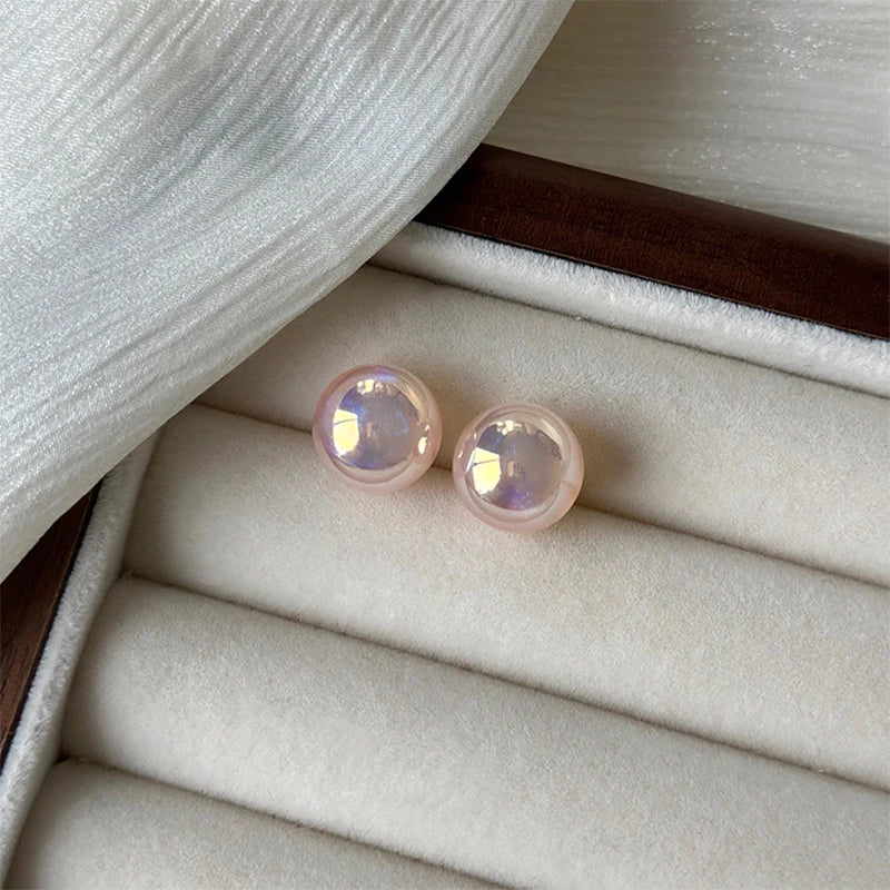 Pink Imitation Pearl Stud Earrings – Elegant Women's Jewelry Pearl Stud Earrings Axl 12mm