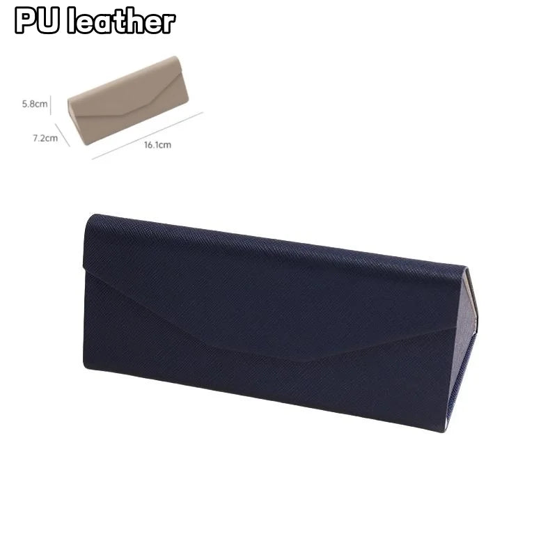 Portable Triangle Folding Glasses Case – Velvet Sunglasses Box Eyeglass Case Axl Deep blue