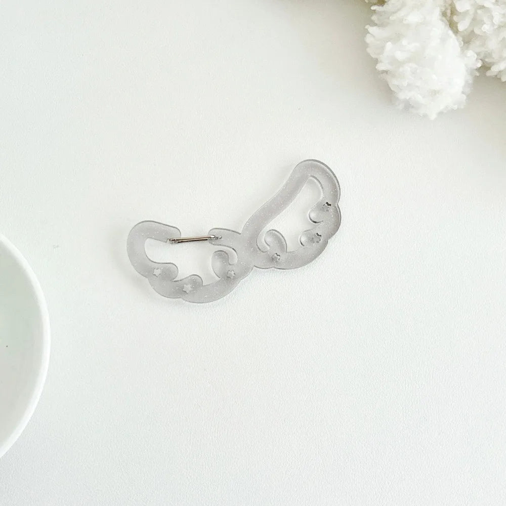 Acrylic Wings & Stars Carabiner Keychain – Cute Backpack Clip Carabiner Keychain Axl Grey Wings