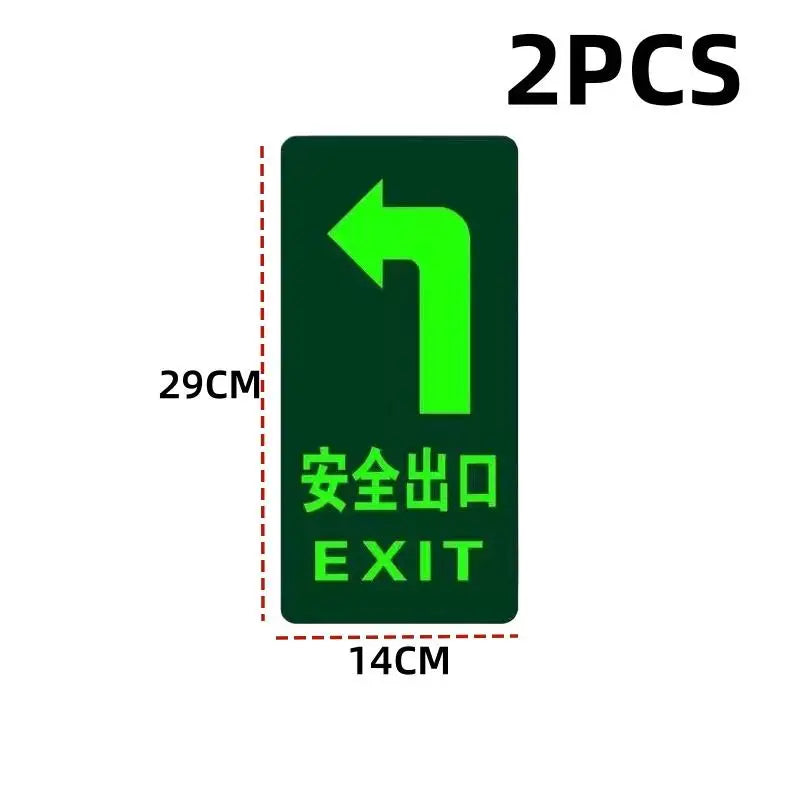 Glow in the Dark Exit Floor Stickers – Evacuation Signs 2/6 Pack Safety Floor Stickers Axl exit right 2pcs