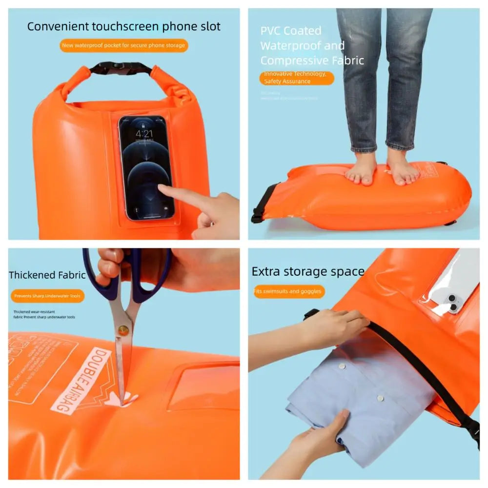 Double Airbag Swim Safety Buoy & Waterproof Phone Dry Bag Swim Safety Float Axl