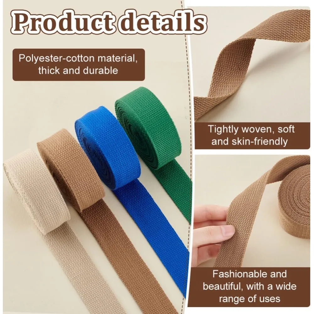 4-Roll Polycotton Ribbon Set – 4 Colors, 32mm, 5 Yards Each Fabric Ribbon Set Axl
