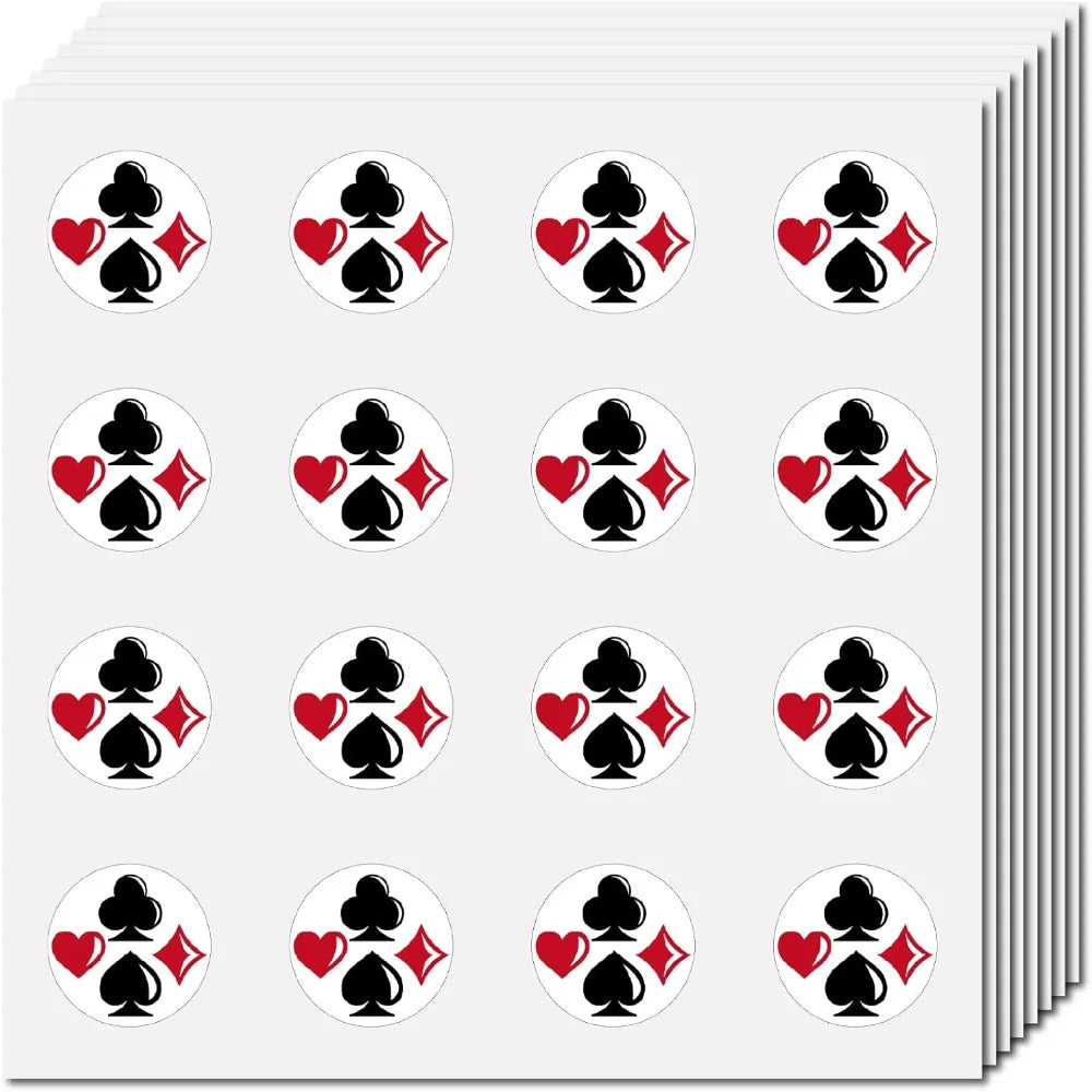 128-Piece Casino Theme Round Dot Stickers – Waterproof Decals Craft Sticker Decals Axl AECH04-17875