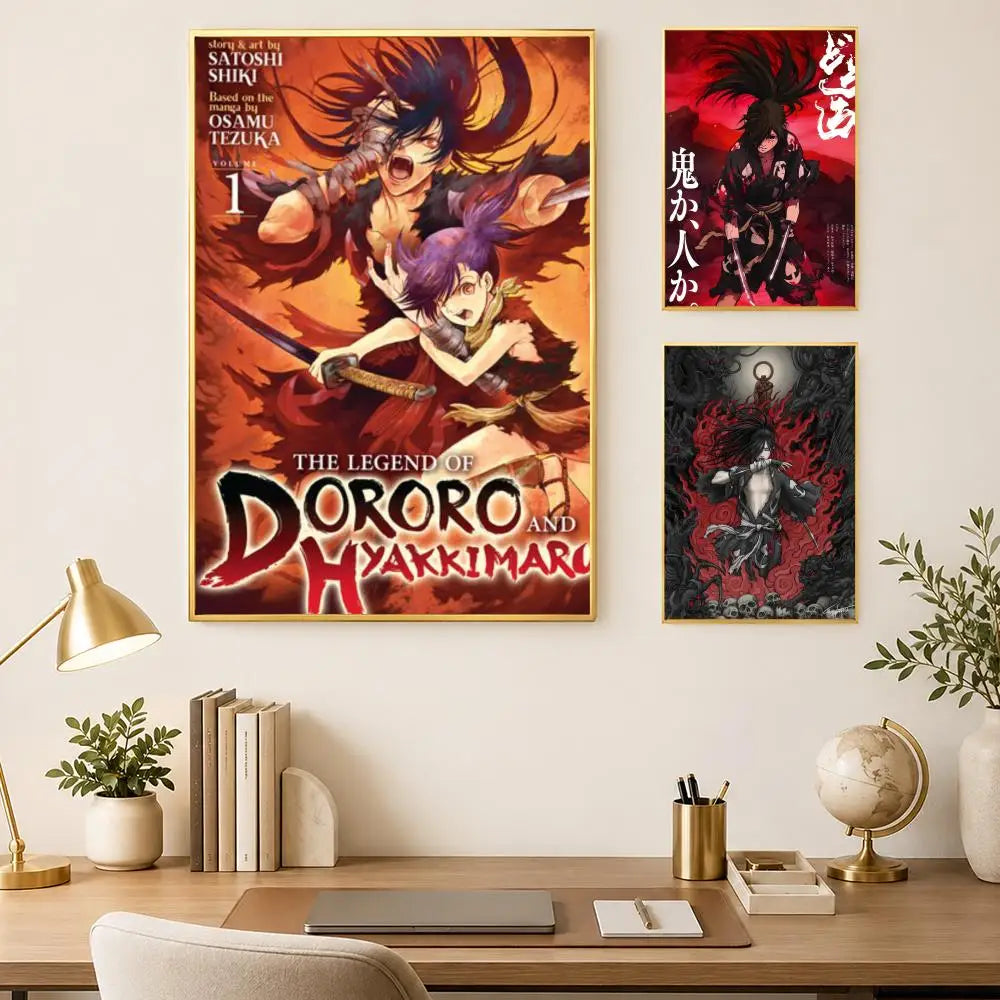Dororo Anime Self-Stick PVC Wall Poster – HD Waterproof Art Anime Wall Poster Axl