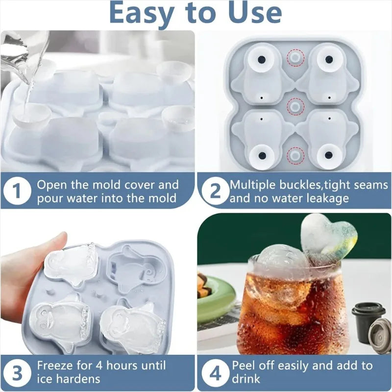 KEMORELA Penguin Silicone Ice Cube Tray with Lid | BPA-Free Silicone Ice Cube Tray Axl