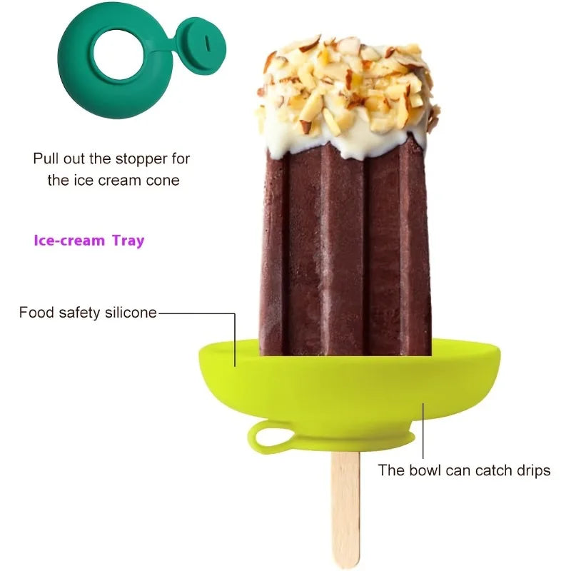 KEMORELA Silicone Popsicle Holder – Anti-Drip Ice Cream Tray Ice Cream Holder Axl