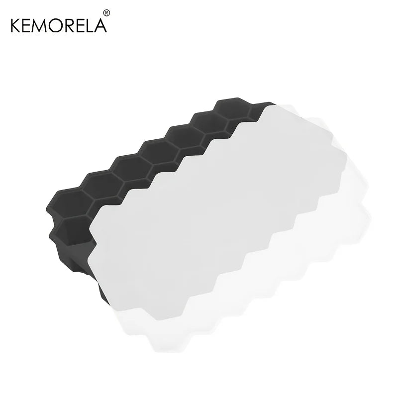 KEMORELA 37-Cell Silicone Honeycomb Ice Tray – Stackable Mold Silicone Ice Tray Axl Black With lid