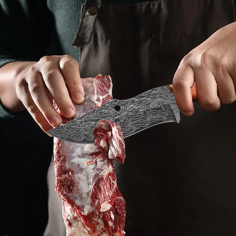 Damascus Stainless Steel Chef's Knife – Kitchen & BBQ Cutter Chef's Kitchen Knife Axl