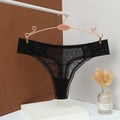 Women's Low Rise Lace Mesh Thong G-String Panties | S-L Lace Thong Panties Axl Black L 1pc