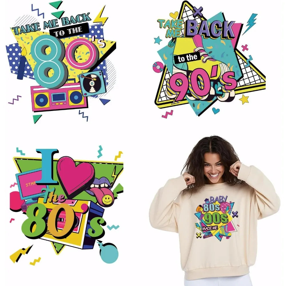 4-Pack 80s 90s Retro Iron-On Heat Transfer Stickers | DIY Tee Iron-On Transfer Patch Axl AECH04-12969