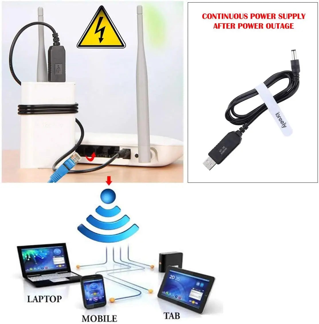 USB 5V to 12V/9V DC Boost Cable – 5.5×2.1mm Power Adapter DC Power Boost Cable Axl